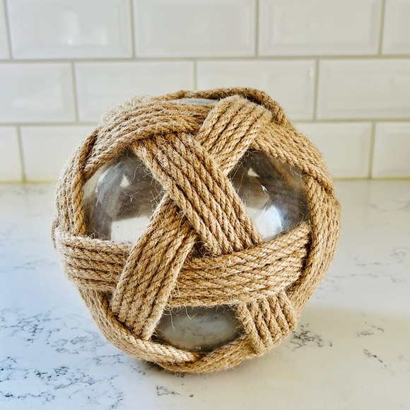 Pier 1 Medium Jute and Glass Decorative Sphere - Picture 6 of 9
